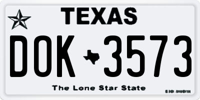 TX license plate DOK3573