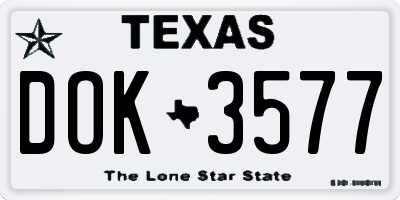 TX license plate DOK3577