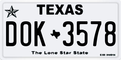 TX license plate DOK3578
