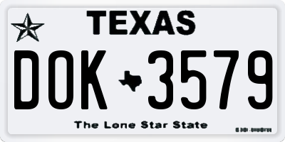 TX license plate DOK3579
