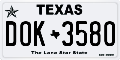 TX license plate DOK3580