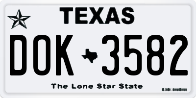 TX license plate DOK3582