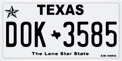 TX license plate DOK3585
