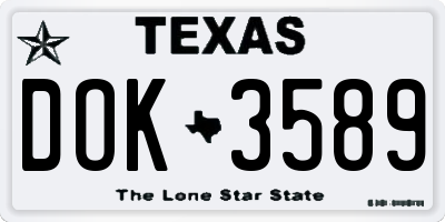 TX license plate DOK3589