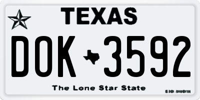 TX license plate DOK3592