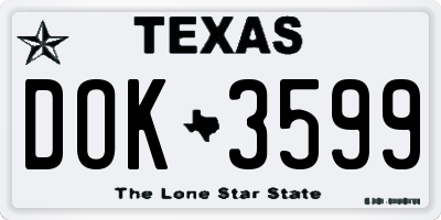 TX license plate DOK3599