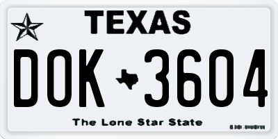 TX license plate DOK3604