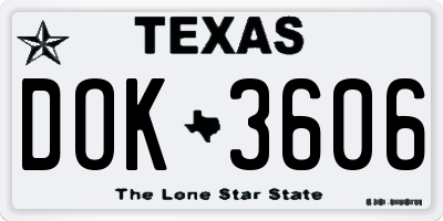 TX license plate DOK3606