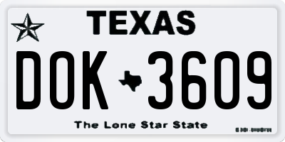 TX license plate DOK3609