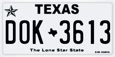 TX license plate DOK3613