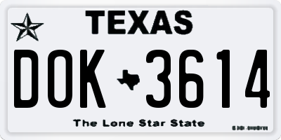 TX license plate DOK3614