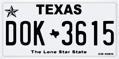 TX license plate DOK3615