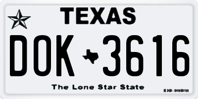 TX license plate DOK3616