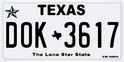 TX license plate DOK3617