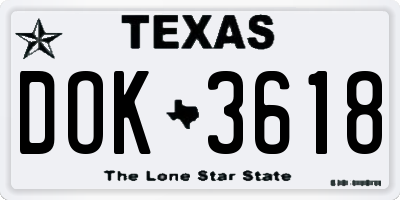TX license plate DOK3618