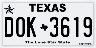 TX license plate DOK3619