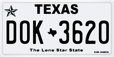 TX license plate DOK3620