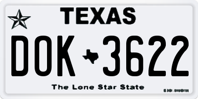 TX license plate DOK3622