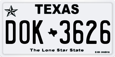 TX license plate DOK3626