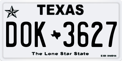 TX license plate DOK3627
