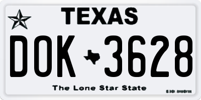 TX license plate DOK3628
