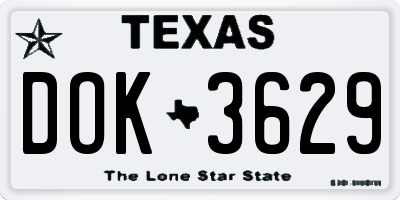 TX license plate DOK3629