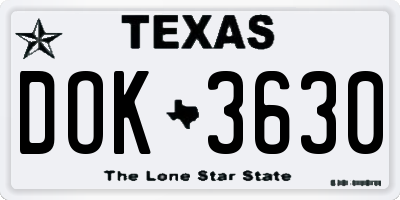 TX license plate DOK3630