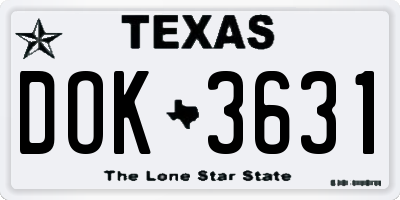 TX license plate DOK3631