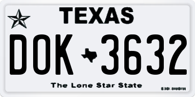 TX license plate DOK3632