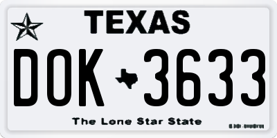 TX license plate DOK3633