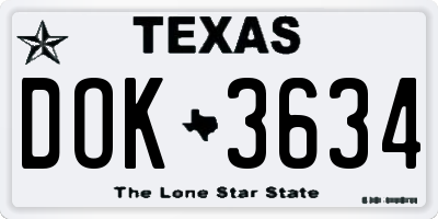 TX license plate DOK3634