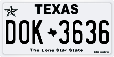 TX license plate DOK3636