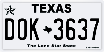 TX license plate DOK3637