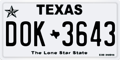 TX license plate DOK3643