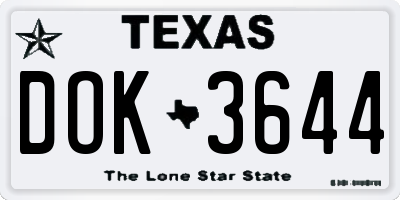 TX license plate DOK3644