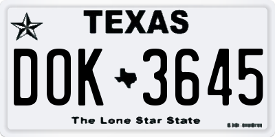 TX license plate DOK3645