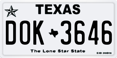 TX license plate DOK3646