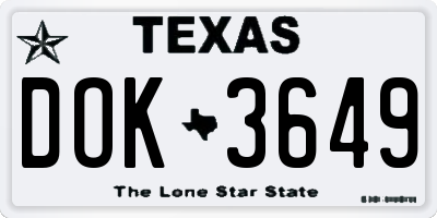 TX license plate DOK3649