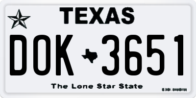 TX license plate DOK3651