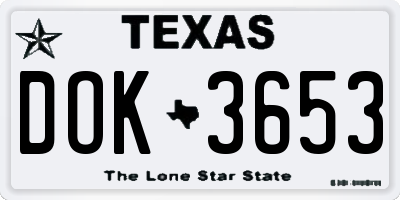 TX license plate DOK3653