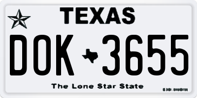 TX license plate DOK3655