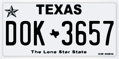 TX license plate DOK3657