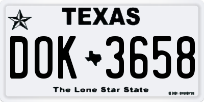 TX license plate DOK3658