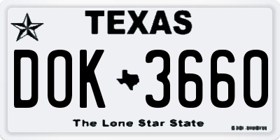 TX license plate DOK3660
