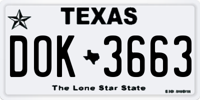 TX license plate DOK3663