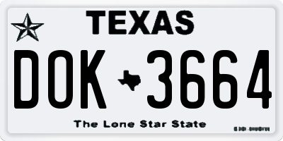 TX license plate DOK3664
