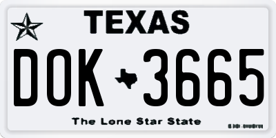 TX license plate DOK3665
