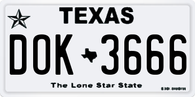 TX license plate DOK3666