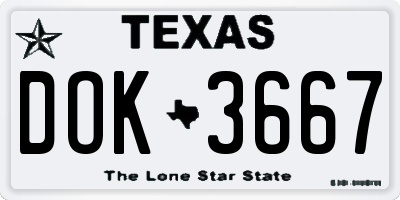 TX license plate DOK3667