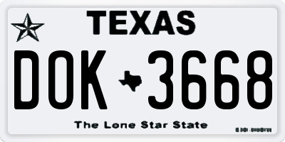 TX license plate DOK3668